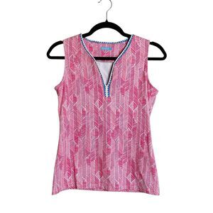 J McLaughlin Tank Top Womens Small Geometric Sleeveless Stretch Casual Shirt
